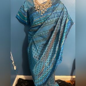Blue madrasi sari